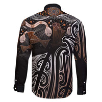 Aotearoa Maori - Australia Indigenous Family Matching Off Shoulder Short Dress and Hawaiian Shirt Koiri Whakairo Mix Aboriginal Art - Polynesian Pride