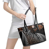 Aotearoa Maori - Australia Indigenous Leather Tote Bag Koiri Whakairo Mix Aboriginal Art - Polynesian Pride