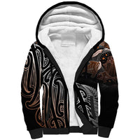 Aotearoa Maori - Australia Indigenous Sherpa Hoodie Koiri Whakairo Mix Aboriginal Art LT7 Unisex Brown - Polynesian Pride