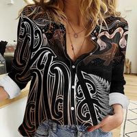 Aotearoa Maori - Australia Indigenous Women Casual Shirt Koiri Whakairo Mix Aboriginal Art - Polynesian Pride
