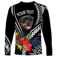 Personalised Polynesian Dog Long Sleeve Shirt Rottweiler With Polynesia Pattern Curve Style LT7 - Polynesian Pride