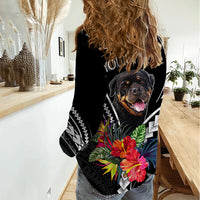 Personalised Polynesian Dog Women Casual Shirt Rottweiler With Polynesia Pattern Curve Style LT7 - Polynesian Pride