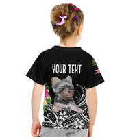 Personalised Polynesian Kid T Shirt With Yorkshire Terrier Floral Style LT7 - Polynesian Pride