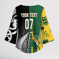 Custom Rugby South Africa New Zealand Greatest Rivals Kimono Sleeve Blouse Tribal Motifs LT7 - Polynesian Pride