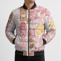 Christmas Aloha Hawaii Tiki Bomber Puffer Jacket Hibiscus Spring Colors - Polynesian Pride