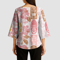Christmas Aloha Hawaii Tiki Kimono Sleeve Blouse Hibiscus Spring Colors - Polynesian Pride