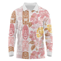Christmas Aloha Hawaii Tiki Long Sleeve Polo Shirt Hibiscus Spring Colors - Polynesian Pride
