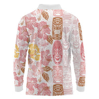 Christmas Aloha Hawaii Tiki Long Sleeve Polo Shirt Hibiscus Spring Colors - Polynesian Pride