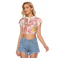 Christmas Aloha Hawaii Tiki Raglan Cropped T Shirt Hibiscus Spring Colors - Polynesian Pride