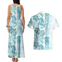 Christmas Aloha Hawaii Tiki Couples Matching Tank Maxi Dress and Hawaiian Shirt Hibiscus Summer Colors - Polynesian Pride