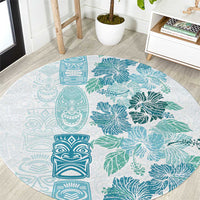 Christmas Aloha Hawaii Tiki Round Carpet Hibiscus Summer Colors - Polynesian Pride