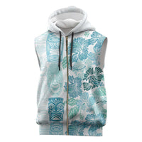 Christmas Aloha Hawaii Tiki Sleeveless Zip Hoodie Hibiscus Summer Colors LT7 Turquoise - Polynesian Pride