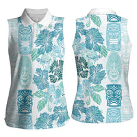 Christmas Aloha Hawaii Tiki Women Sleeveless Polo Shirt Hibiscus Summer Colors - Polynesian Pride