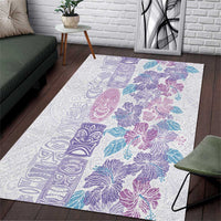 Christmas Aloha Hawaii Tiki Area Rug Hibiscus Winter Colors LT7 Lavender - Polynesian Pride