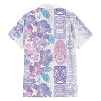 Christmas Aloha Hawaii Tiki Family Matching Off Shoulder Short Dress and Hawaiian Shirt Hibiscus Winter Colors - Polynesian Pride