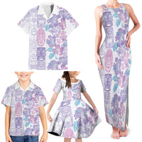 Christmas Aloha Hawaii Tiki Family Matching Tank Maxi Dress and Hawaiian Shirt Hibiscus Winter Colors - Polynesian Pride