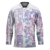 Christmas Aloha Hawaii Tiki Hockey Jersey Hibiscus Winter Colors LT7 Unisex Lavender - Polynesian Pride