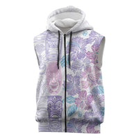 Christmas Aloha Hawaii Tiki Sleeveless Zip Hoodie Hibiscus Winter Colors LT7 Lavender - Polynesian Pride