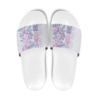 Christmas Aloha Hawaii Tiki Slide Sandals Hibiscus Winter Colors - Polynesian Pride