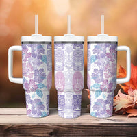 Christmas Aloha Hawaii Tiki Tumbler With Handle Hibiscus Winter Colors - Polynesian Pride