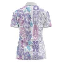 Christmas Aloha Hawaii Tiki Women Polo Shirt Hibiscus Winter Colors - Polynesian Pride