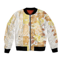 Christmas Aloha Hawaii Tiki Bomber Jacket Hibiscus Autumn Colors LT7 Unisex Yellow - Polynesian Pride