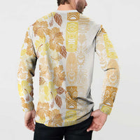 Christmas Aloha Hawaii Tiki Button Sweatshirt Hibiscus Autumn Colors - Polynesian Pride