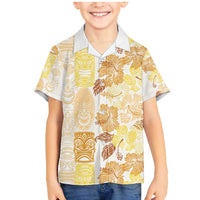 Christmas Aloha Hawaii Tiki Family Matching Mermaid Dress and Hawaiian Shirt Hibiscus Autumn Colors - Polynesian Pride