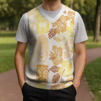Christmas Aloha Hawaii Tiki Christmas Knitted V-Neck Vest Hibiscus Autumn Colors - Polynesian Pride