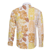 Christmas Aloha Hawaii Tiki Long Sleeve Button Shirt Hibiscus Autumn Colors LT7 - Polynesian Pride