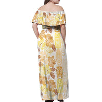 Christmas Aloha Hawaii Tiki Off Shoulder Maxi Dress Hibiscus Autumn Colors - Polynesian Pride
