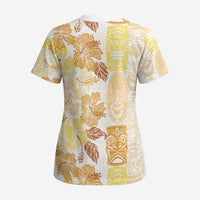 Christmas Aloha Hawaii Tiki Scrub Top Hibiscus Autumn Colors - Polynesian Pride