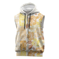 Christmas Aloha Hawaii Tiki Sleeveless Zip Hoodie Hibiscus Autumn Colors LT7 Yellow - Polynesian Pride