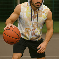 Christmas Aloha Hawaii Tiki Sleeveless Zip Hoodie Hibiscus Autumn Colors - Polynesian Pride