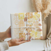 Christmas Aloha Hawaii Tiki Wrapping Paper Hibiscus Autumn Colors LT7 - Polynesian Pride