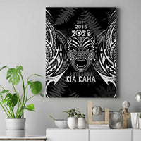 Custom New Zealand Rugby Canvas Wall Art 2023 World Cup Aotearoa Haka Face LT7 Black - Polynesian Pride