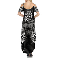 New Zealand Rugby Summer Maxi Dress 2023 World Cup Aotearoa Haka Face LT7 - Polynesian Pride