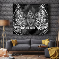 New Zealand Rugby Tapestry 2023 World Cup Aotearoa Haka Face LT7 Black - Polynesian Pride