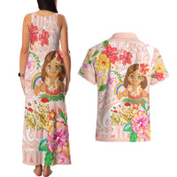 Aloha Hawaii Couples Matching Tank Maxi Dress and Hawaiian Shirt Kawaii Mele Kalikimaka - Pastel Fever