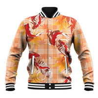Orange Palaka Hawaii Aloha Baseball Jacket Koi Pond Mix Japanese Maple - Polynesian Pride