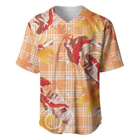 Orange Palaka Hawaii Aloha Baseball Jersey Koi Pond Mix Japanese Maple LT7 Orange - Polynesian Pride