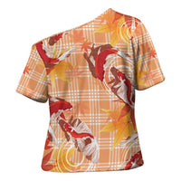 Orange Palaka Hawaii Aloha Cross Shoulder Shirt Koi Pond Mix Japanese Maple LT7 - Polynesian Pride