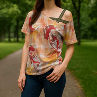 Orange Palaka Hawaii Aloha Cross Shoulder Shirt Koi Pond Mix Japanese Maple LT7 - Polynesian Pride