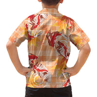 Orange Palaka Hawaii Aloha Family Matching Long Sleeve Bodycon Dress and Hawaiian Shirt Koi Pond Mix Japanese Maple LT7 - Polynesian Pride