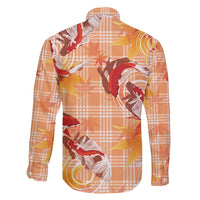 Orange Palaka Hawaii Aloha Family Matching Long Sleeve Bodycon Dress and Hawaiian Shirt Koi Pond Mix Japanese Maple LT7 - Polynesian Pride
