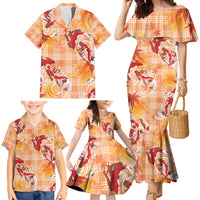 Orange Palaka Hawaii Aloha Family Matching Mermaid Dress and Hawaiian Shirt Koi Pond Mix Japanese Maple - Polynesian Pride