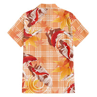 Orange Palaka Hawaii Aloha Family Matching Off The Shoulder Long Sleeve Dress and Hawaiian Shirt Koi Pond Mix Japanese Maple - Polynesian Pride