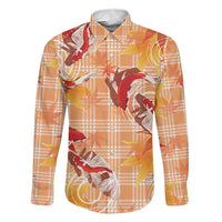 Orange Palaka Hawaii Aloha Family Matching Off The Shoulder Long Sleeve Dress and Hawaiian Shirt Koi Pond Mix Japanese Maple - Polynesian Pride