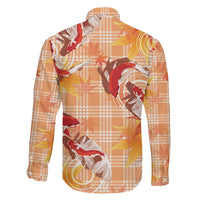 Orange Palaka Hawaii Aloha Family Matching Off The Shoulder Long Sleeve Dress and Hawaiian Shirt Koi Pond Mix Japanese Maple - Polynesian Pride