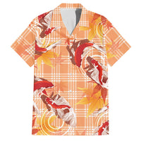 Orange Palaka Hawaii Aloha Family Matching Off Shoulder Short Dress and Hawaiian Shirt Koi Pond Mix Japanese Maple - Polynesian Pride